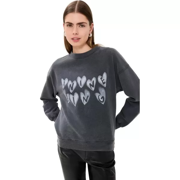 imageANINE BING Womens Spencer Sweatshirt HeartsWashed Black