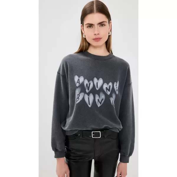 imageANINE BING Womens Spencer Sweatshirt HeartsWashed Black