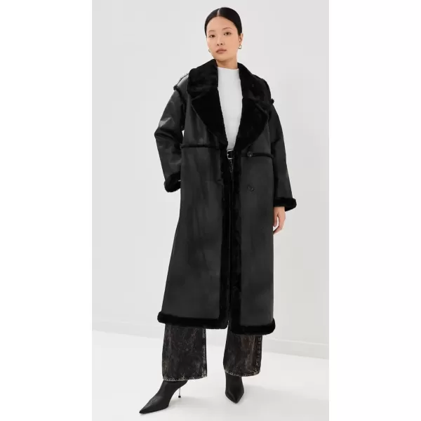 imageAvec Les Filles Womens Faux Shearling Maxi CoatBlack