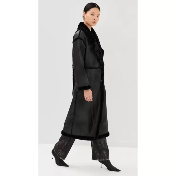 imageAvec Les Filles Womens Faux Shearling Maxi CoatBlack