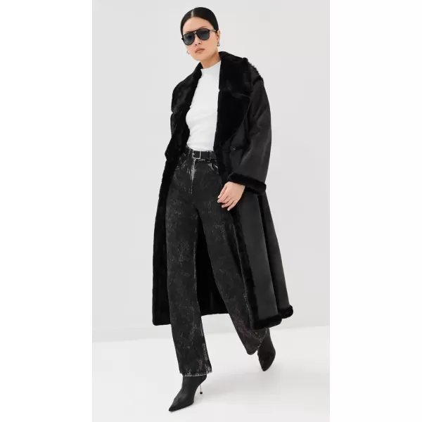 imageAvec Les Filles Womens Faux Shearling Maxi CoatBlack