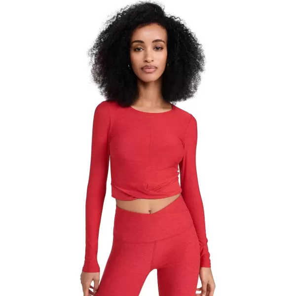 imageBeyond Yoga Womens Featherweight Center Stage Cropped Long Sleeve TeeRuby Red Heather