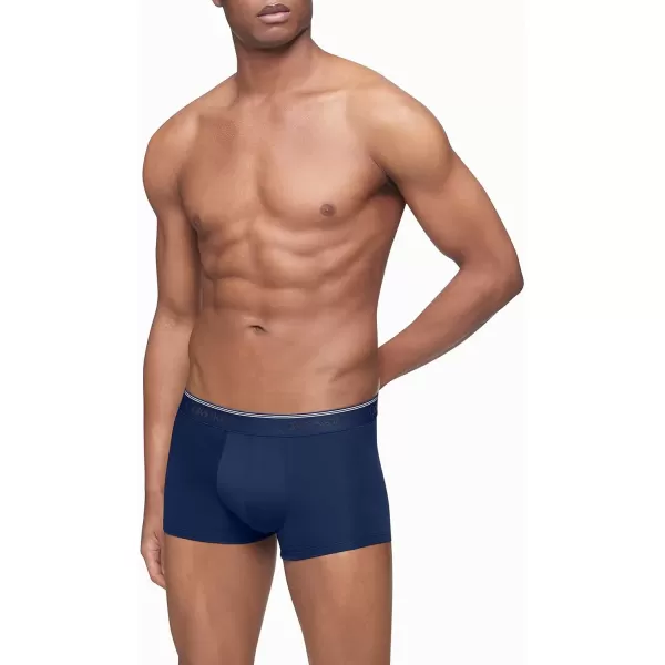 imageCalvin Klein Mens Micro Stretch 3pack Low Rise Trunk1 New Navy  1 Artesian Blue  1 Blue Paradise