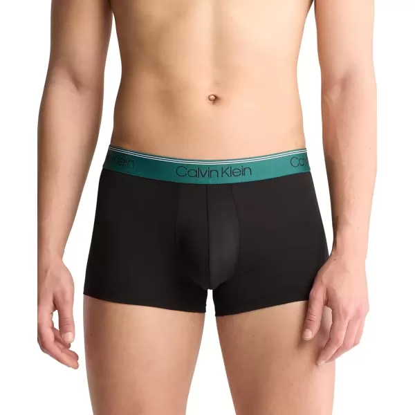 imageCalvin Klein Mens Micro Stretch 3pack Low Rise TrunkBlack Bodies W Black  Ash  Mediterranea Wbs