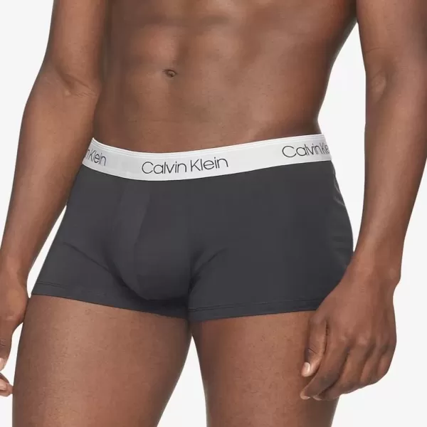 imageCalvin Klein Mens Micro Stretch 3pack Low Rise TrunkBlack Bodies WBayou Blue  Antique Grey  Durango Blue