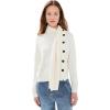 imagePixie Market Womens Neck Scarf Asymmetric Button SweaterIvory