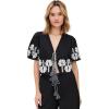 imageRails Womens Pari TopBlack Ivory Palm Trees
