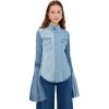 imageWomens Recycled Denim Shirt with Pleated Bell SleevesBlue