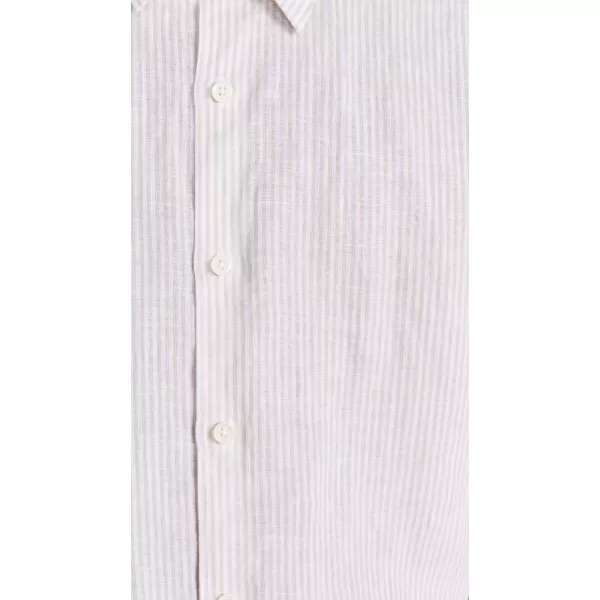 Theory Mens Irving Striped Linen ShirtWhiteSand