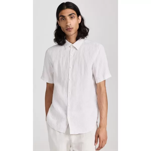 Theory Mens Irving Striped Linen ShirtWhiteSand