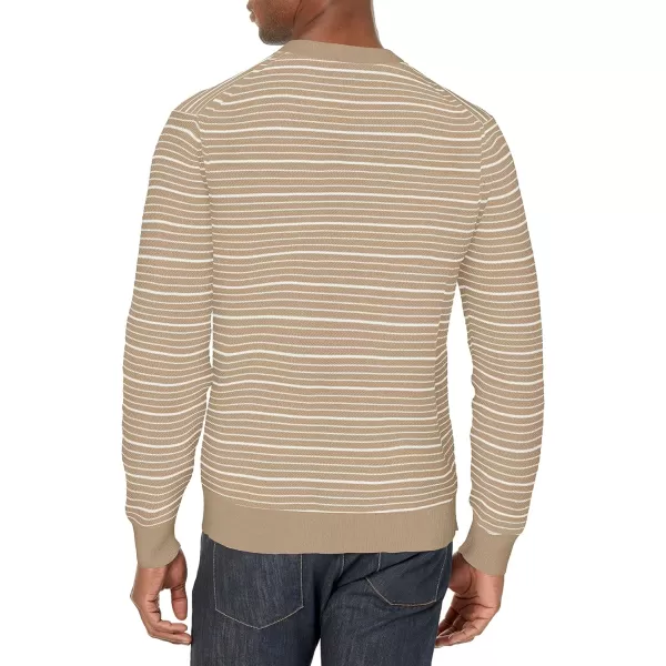 Theory Mens Riland Crew Stripe Eco BreachBeige StoneIvory