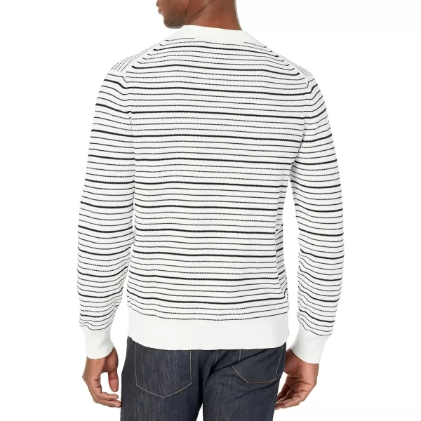 Theory Mens Riland Crew Stripe Eco BreachIvoryBaltic