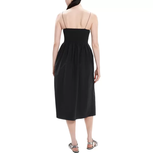 Theory Womens Square Neck Smock Midi DressBlack