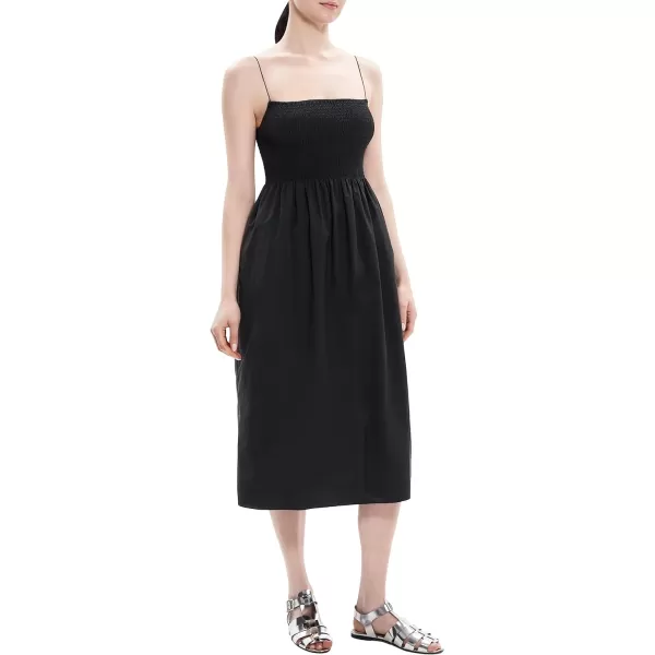 Theory Womens Square Neck Smock Midi DressBlack