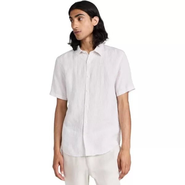 Theory Mens Irving Striped Linen ShirtWhiteSand