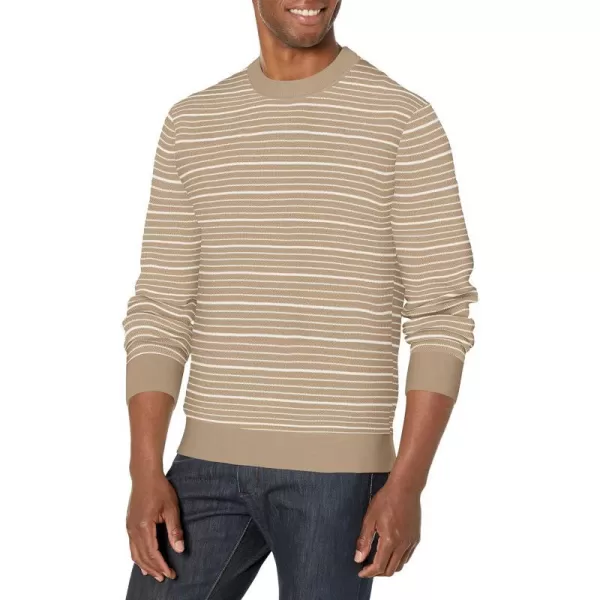 Theory Mens Riland Crew Stripe Eco BreachBeige StoneIvory