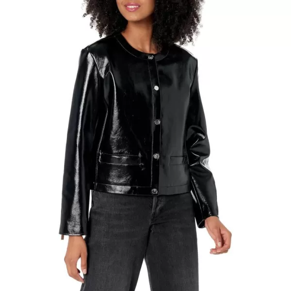 Theory Womens Patent Crop JacketBlack