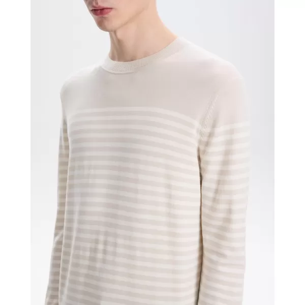 Theory Mens Striped Crew in Regal MerinoSand Multi