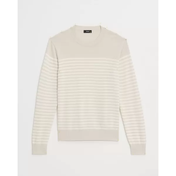 Theory Mens Striped Crew in Regal MerinoSand Multi