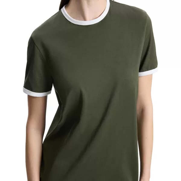 Theory Womens Ringer Tee DressDark OliveWhite