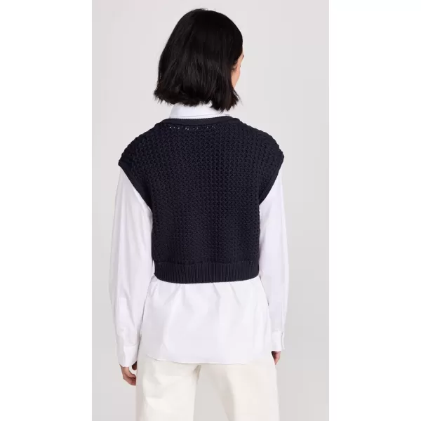 Theory Womens Woven Combo VestNavyWhite