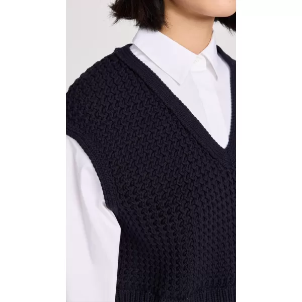 Theory Womens Woven Combo VestNavyWhite