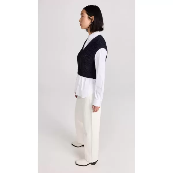 Theory Womens Woven Combo VestNavyWhite