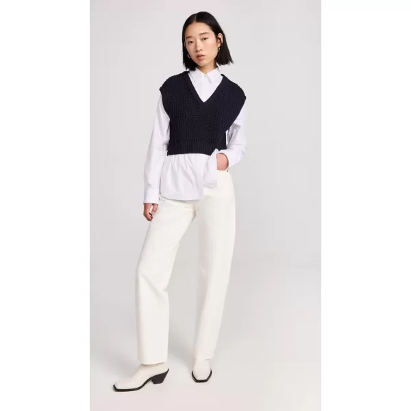 Theory Womens Woven Combo VestNavyWhite