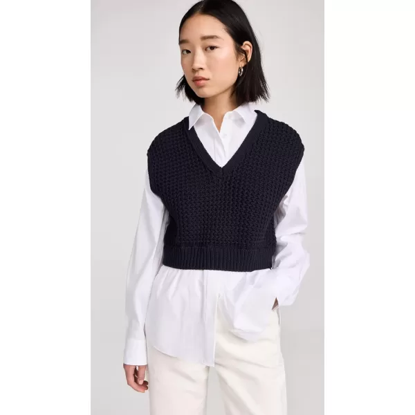 Theory Womens Woven Combo VestNavyWhite