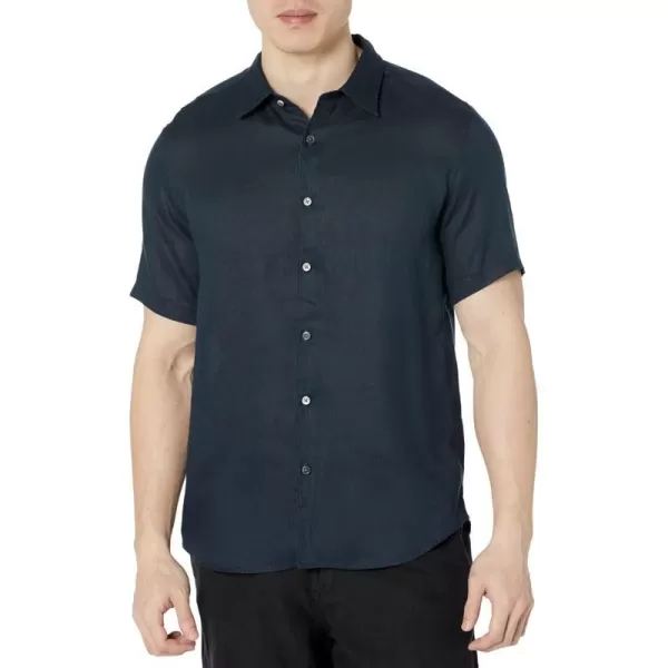 Theory Mens Irving Short Sleeve Oe in Relaxed LinenBaltic