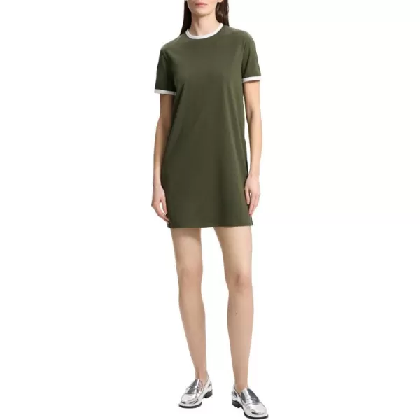 Theory Womens Ringer Tee DressDark OliveWhite