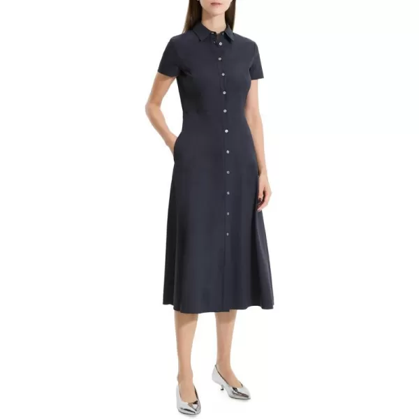 Theory Womens Short Sleeve Button Down Mini DressConcord