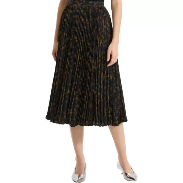 Theory Womens Sunburst Midi SkirtDark Brown Multi