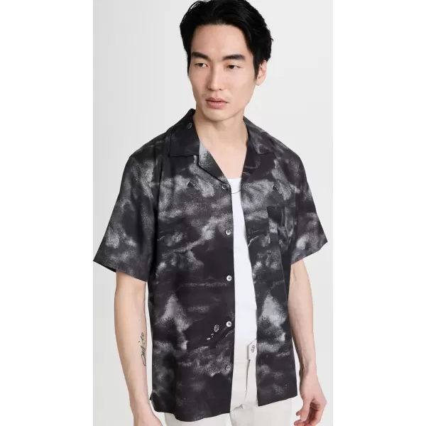 Theory Mens Noll Cloud Short Sleeve Button Down ShirtBlack Multi