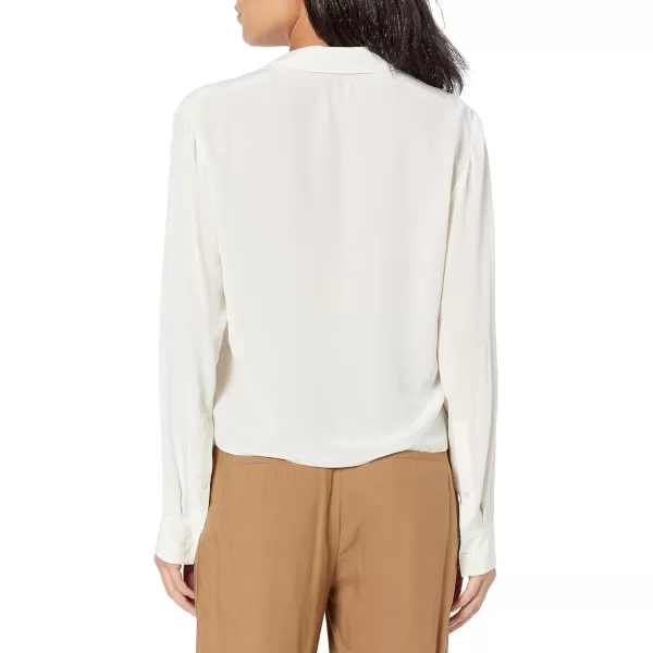 Theory Womens ButtonDown TieWaist BlouseOffwhite