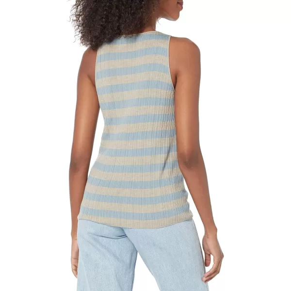 Theory Womens Classic Stripe TankClassic KhakiEggshell Blue