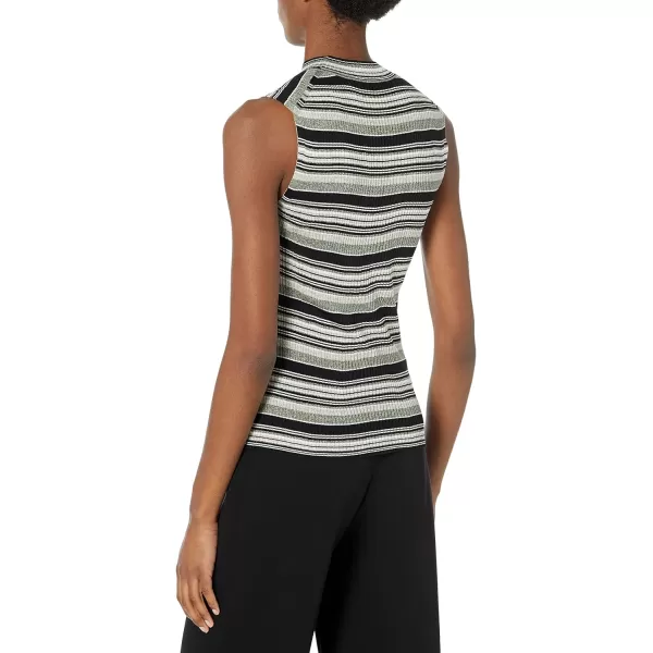 Theory Womens Stripe Mockneck TankBlack Multi