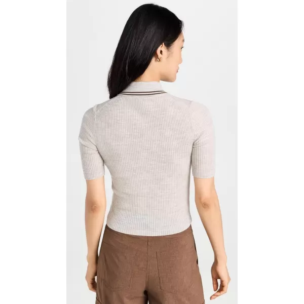 Theory Womens Tipped Rib PoloLight Melange BrownPecan