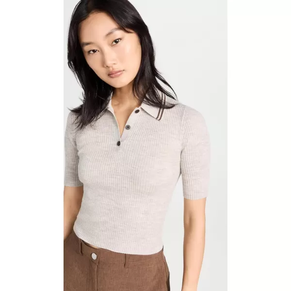 Theory Womens Tipped Rib PoloLight Melange BrownPecan