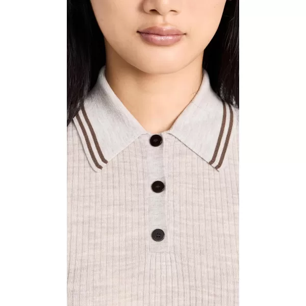 Theory Womens Tipped Rib PoloLight Melange BrownPecan