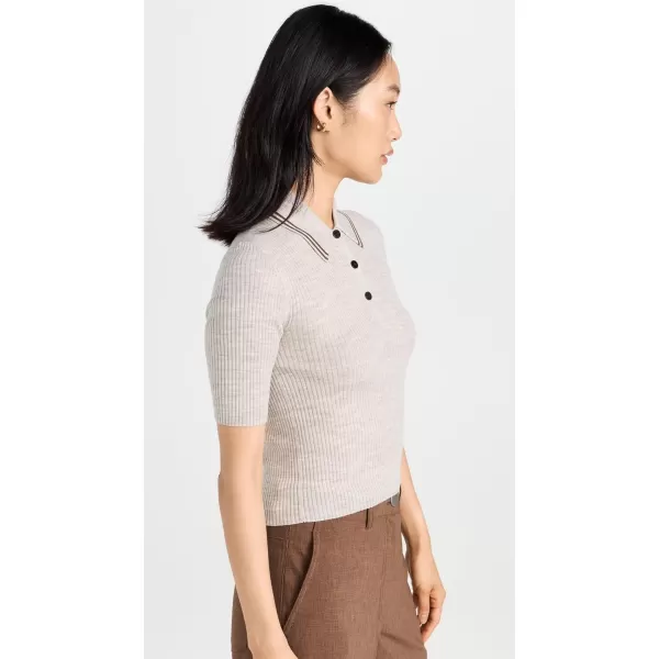 Theory Womens Tipped Rib PoloLight Melange BrownPecan