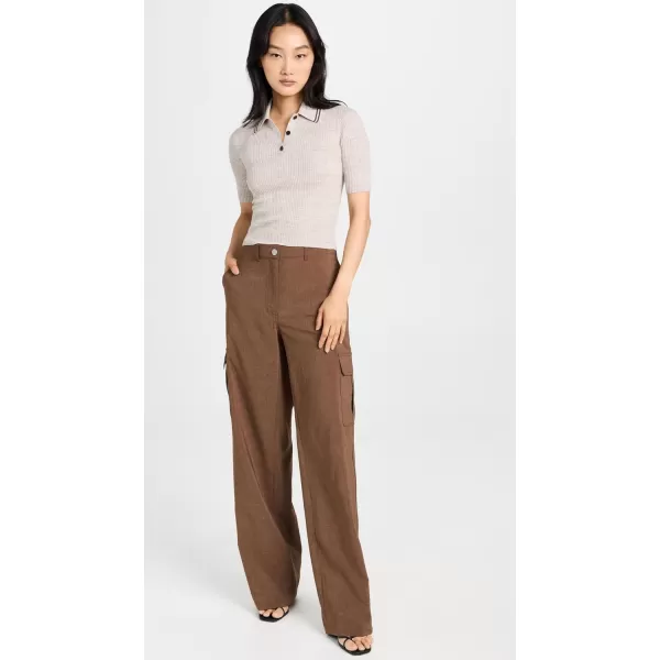 Theory Womens Tipped Rib PoloLight Melange BrownPecan