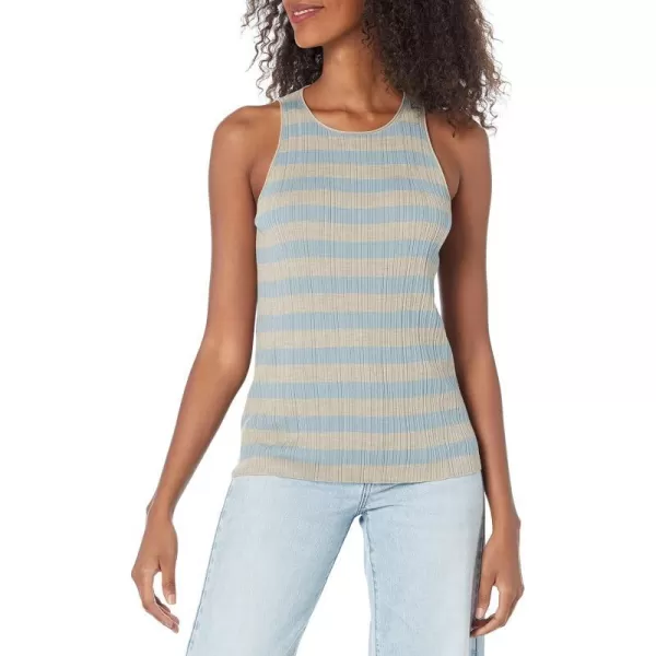 Theory Womens Classic Stripe TankClassic KhakiEggshell Blue