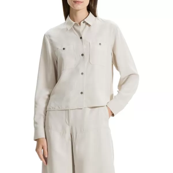 Theory Womens Long Sleeve Boxy Pocket ShirtNew Sand