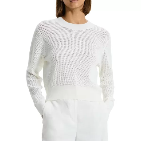 Theory Womens Pointelle Pullover SweaterWhite