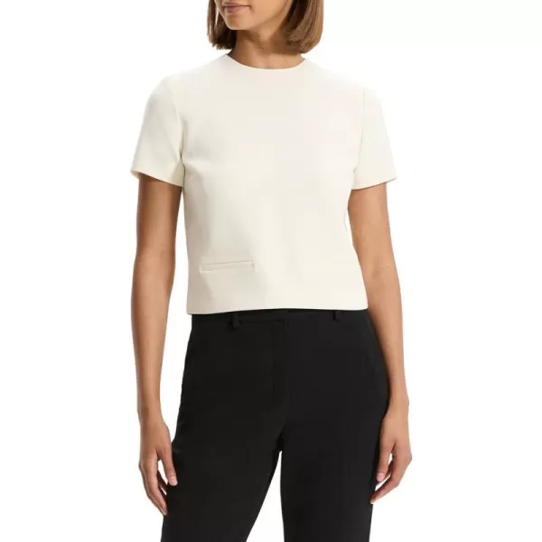 Theory Womens Short Sleeve Crop Pocket TopRice