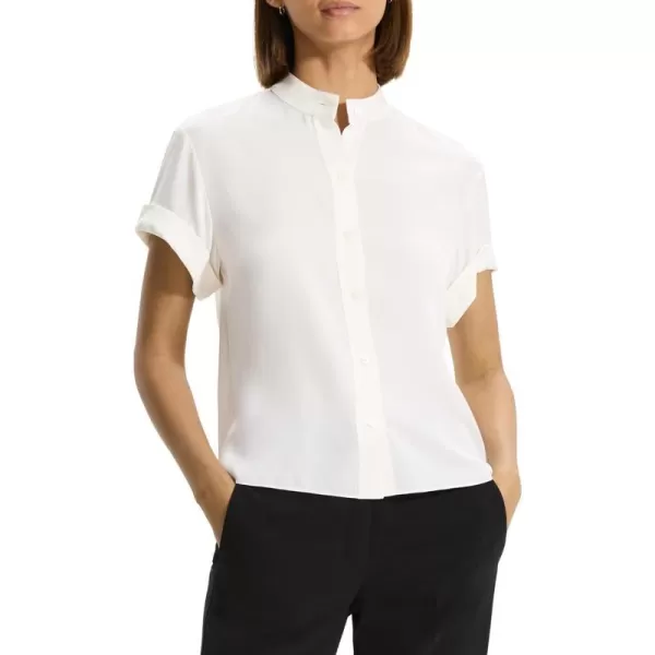 Theory Womens Short Sleeve Military Shirt BIvory