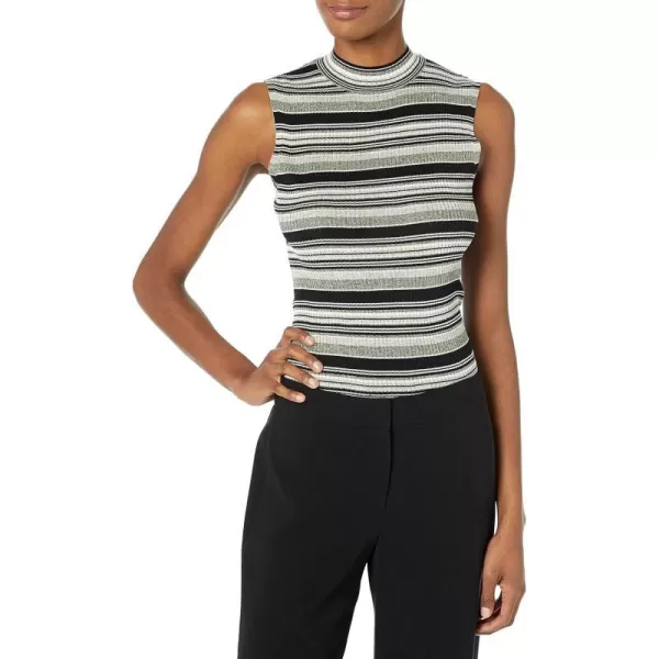 Theory Womens Stripe Mockneck TankBlack Multi