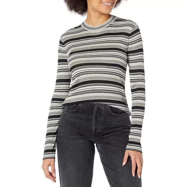 Theory Womens Stripe Rib PulloverDenim Melange