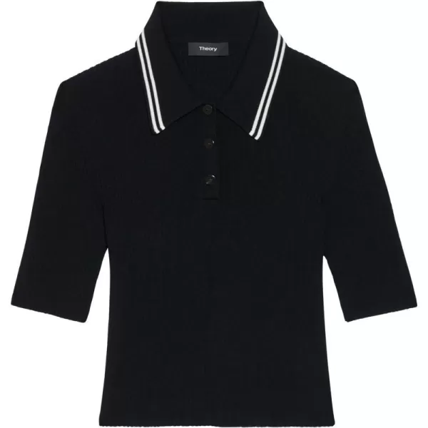 Theory Womens Tipped Rib PoloBlackIvory